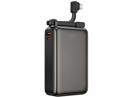 WiWU Wi-P012 New Tank Power Bank 67W PD & QC 20000mAh Fast Charging Type-C + USB-A with Built-in charging cable - Black